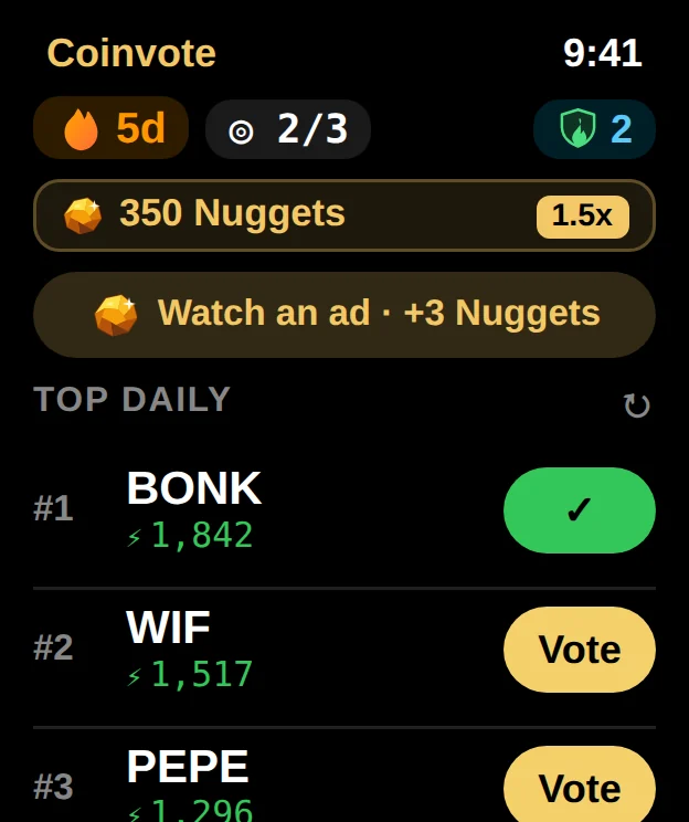 Coinvote on Apple Watch