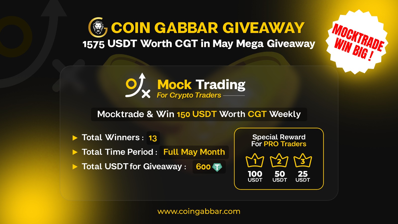 Coin Gabbar Token (CGT) Mock Trading Giveaway
