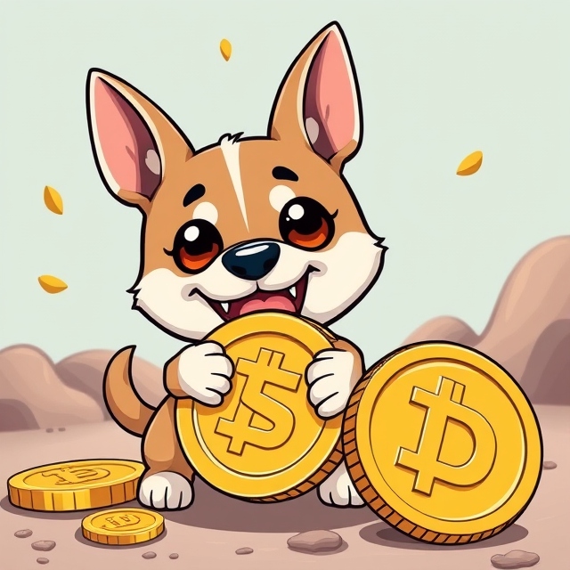 dog holding crypto wealth